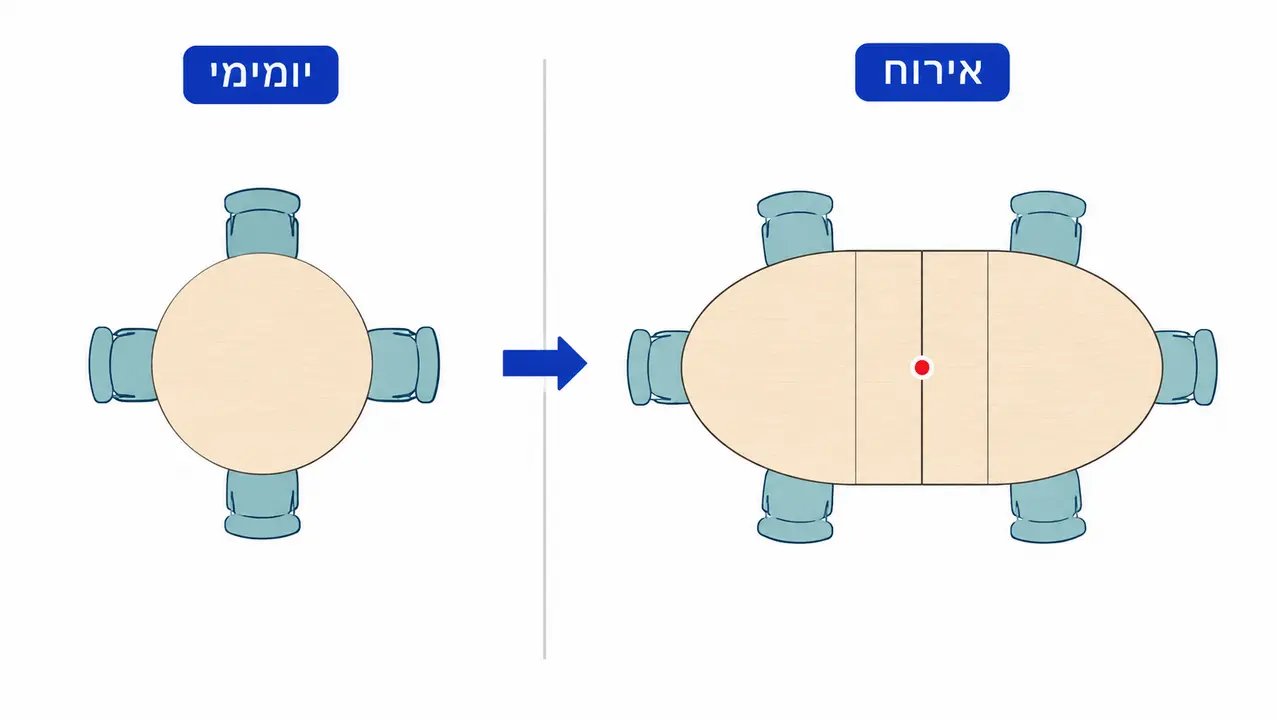 שולחן עגול נפתח כפתרון גמיש
