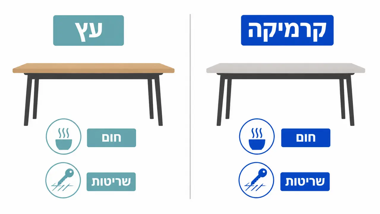 השוואה בין עץ לקרמיקה