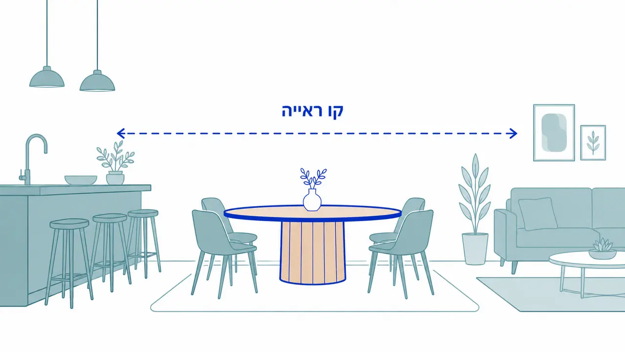 שילוב פינת אוכל עגולה בחלל פתוח