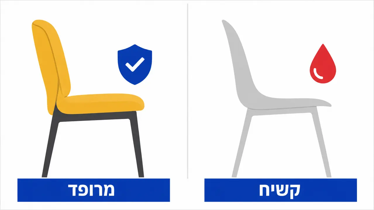 השוואה בין כיסא מרופד לכיסא קשיח לפי נוחות וניקוי