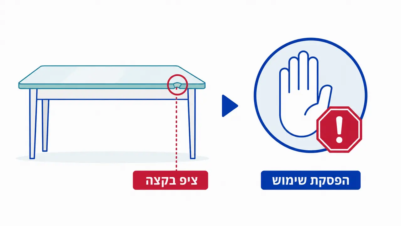 מה עושים אם יש ציפ או סדק בקצה הזכוכית
