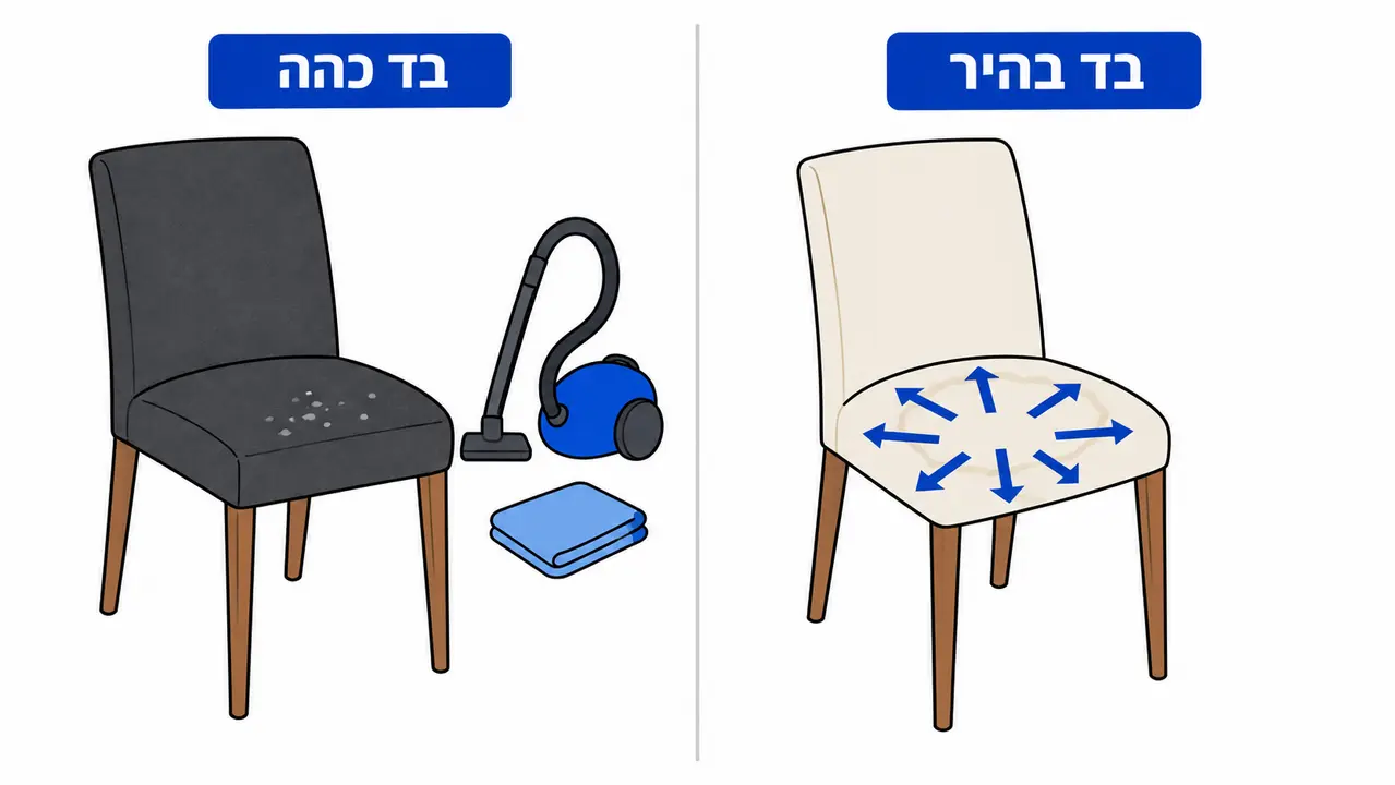 ניקוי לפי צבע ריפוד, בהיר מול כהה