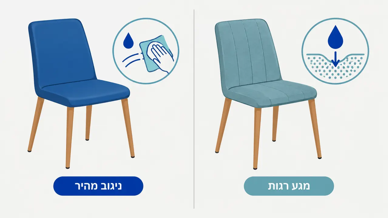 ריפוד בד או דמוי עור - בחירת ריפוד לכיסא במטבח פעיל
