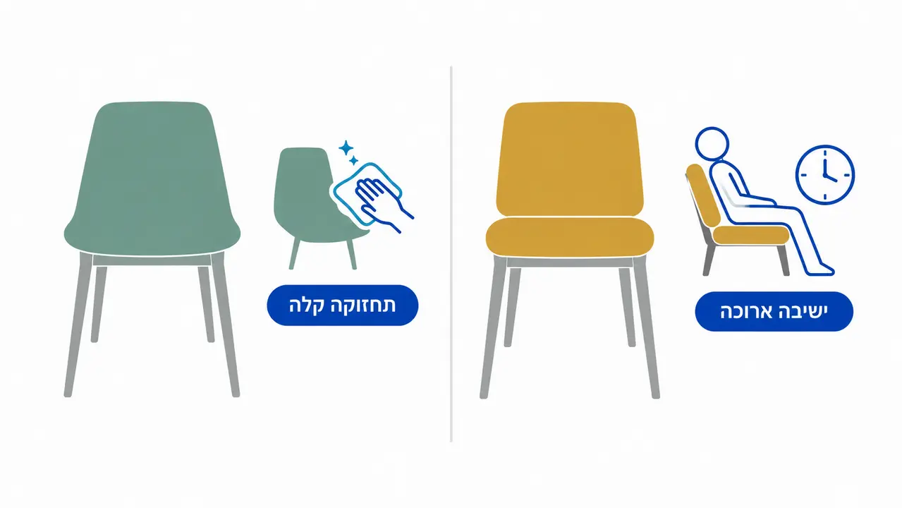 השוואה בין כיסא מרופד לכיסא קשיח