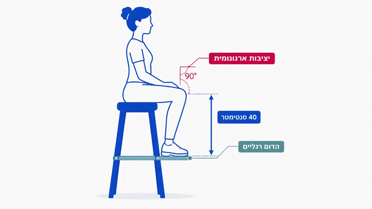 הדום הרגליים בכיסא בר ומיקומו הנכון ביחס לגובה המושב
